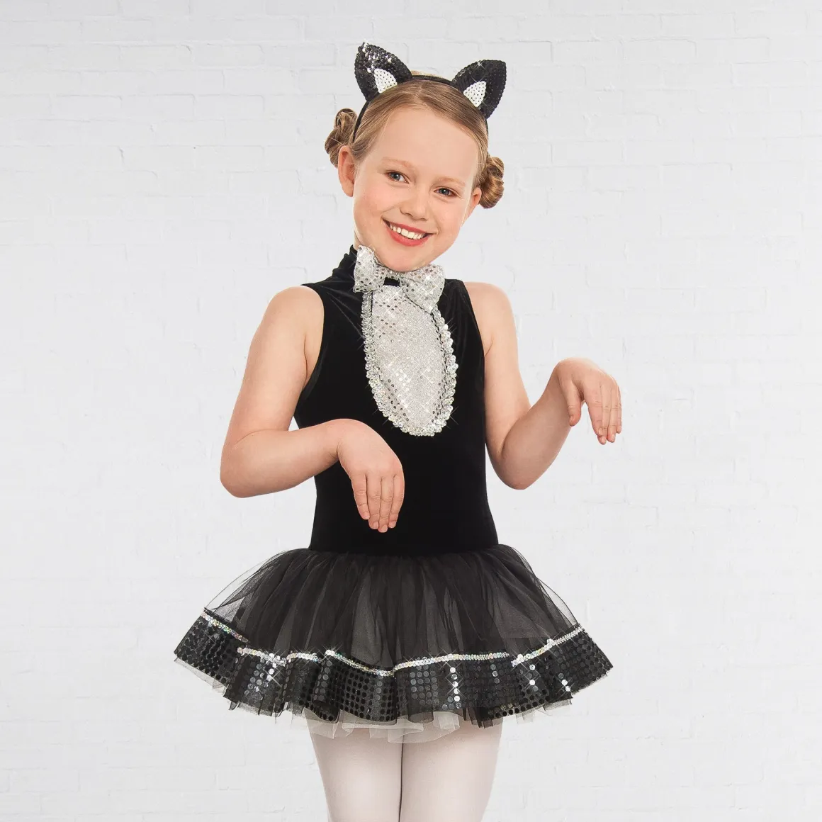 Black Sequin Cat Ears on Headband