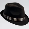 Black Trilby with Gem Stones