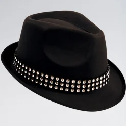 Black Trilby with Gem Stones