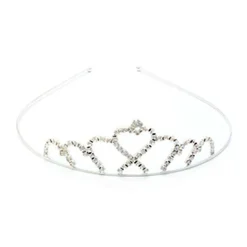Crystal Heart Tiara in Silver Plate