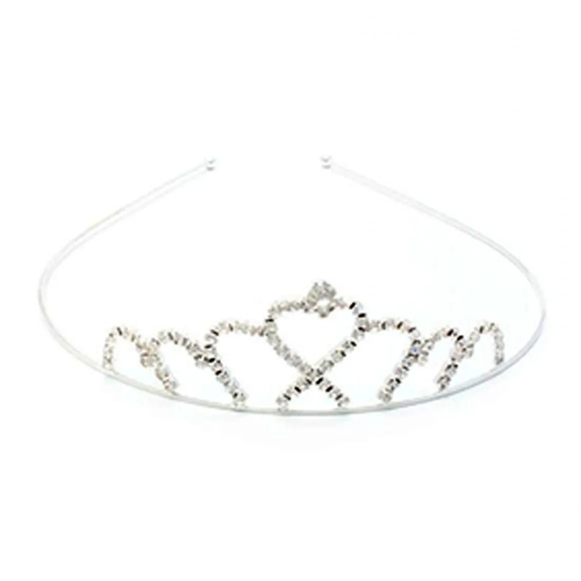 Crystal Heart Tiara in Silver Plate