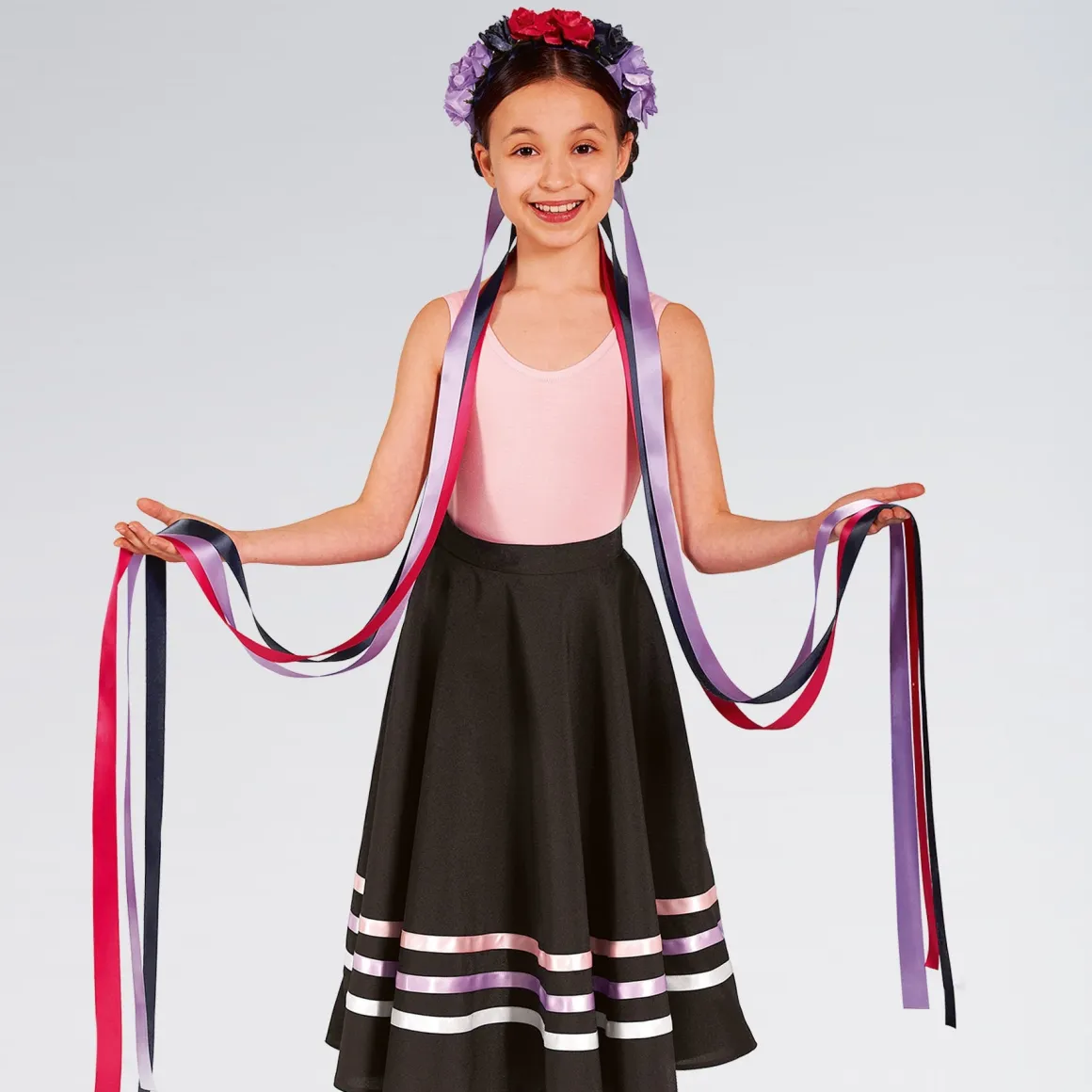 Floral Long Ribbon Headdress Dark