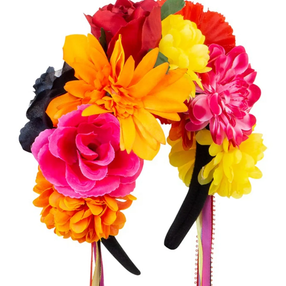 Flower Headband with Multi-Coloured Ribbons