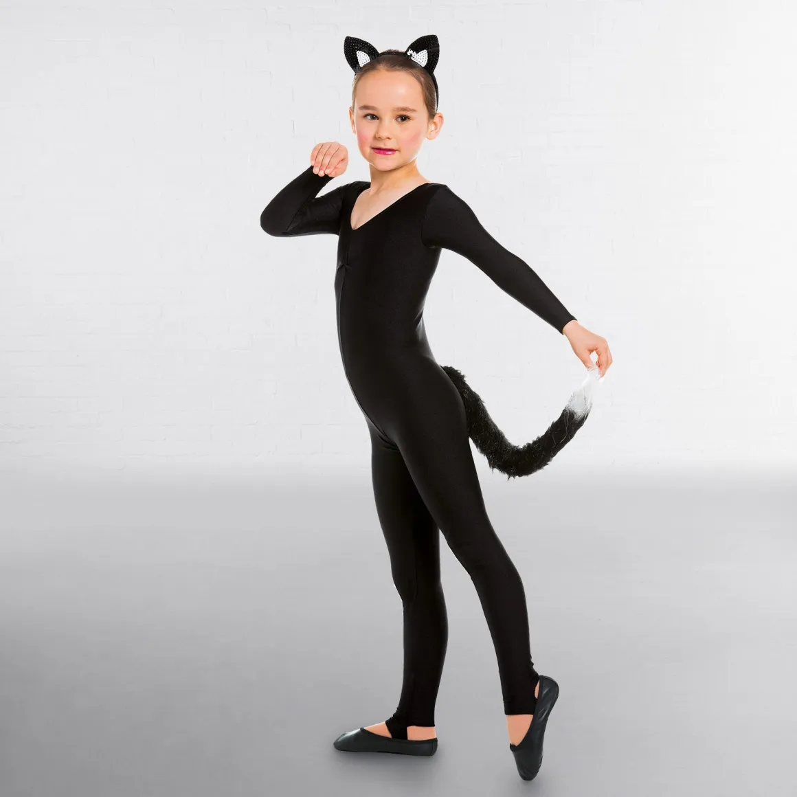 Fur Cat Tail - Black with White Tip