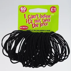 60 Non Metal Thin Black Hair Elastics