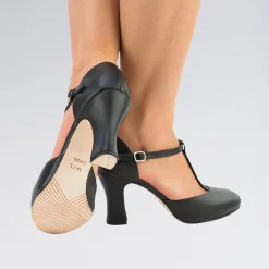So Danca Leather T-Strapped 3 Inches Heel Character Shoes