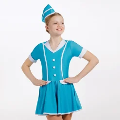 1st Position Air Hostess Dress with Hat Blue