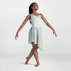1st Position Asymmetrical Lyrical Dress with Floral Appliqué