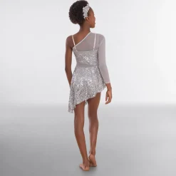 1st Position Asymmetric Sequin Lyrical Unitard with Mesh Panels