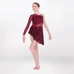 1st Position Asymmetric Sequin Lyrical Unitard with Mesh Panels