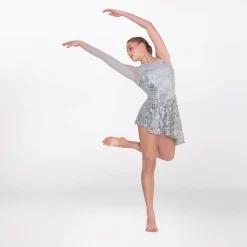 1st Position Asymmetric Sequin Lyrical Unitard with Mesh Panels