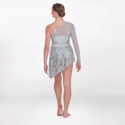 1st Position Asymmetric Sequin Lyrical Unitard with Mesh Panels