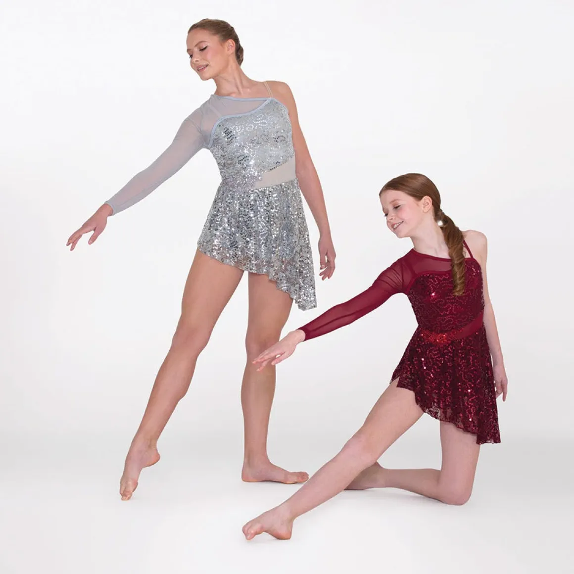 1st Position Asymmetric Sequin Lyrical Unitard with Mesh Panels