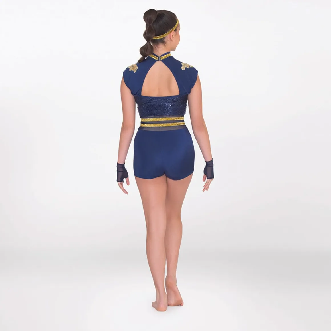 1st Position Cap Sleeved Sequin Unitard with Cutaway Panels