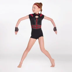 1st Position Cap Sleeved Sequin Unitard with Cutaway Panels