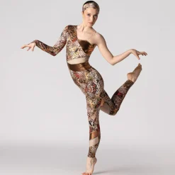 1st Position Cutaway Contrasting Panelled One Shoulder Catsuit
