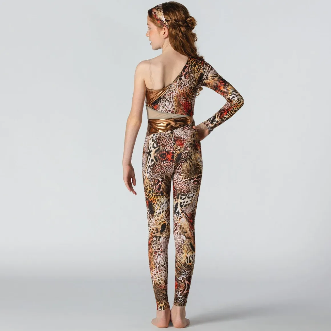 1st Position Cutaway Contrasting Panelled One Shoulder Catsuit