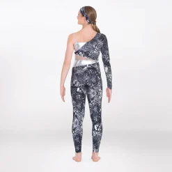 1st Position Cutaway Contrasting Panelled One Shoulder Catsuit