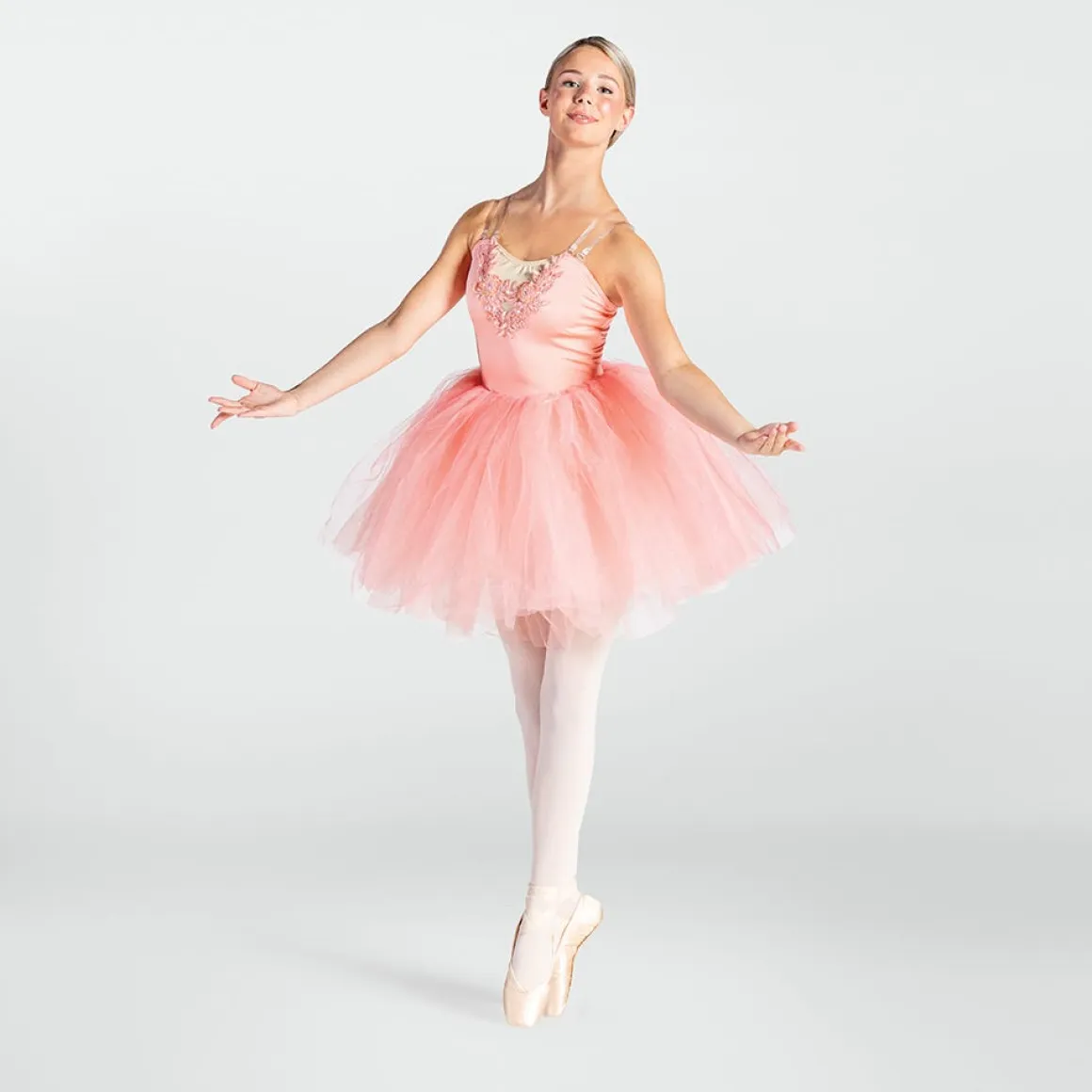 1st Position Floral and Sequin Appliqué Shimmer Net Tutu