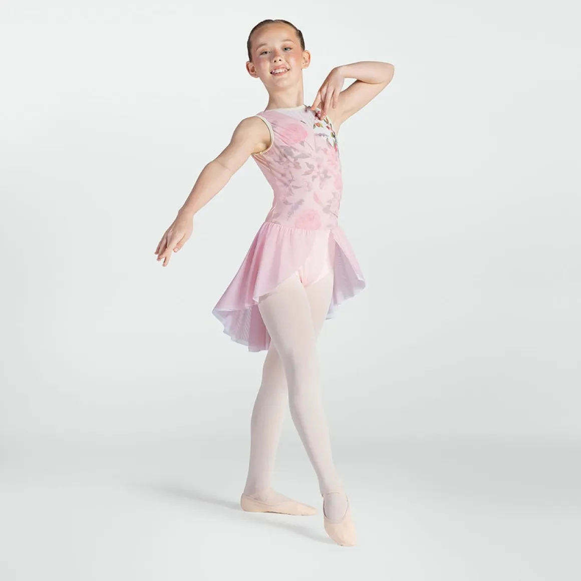 1st Position Floral Print Leotard with Bustle