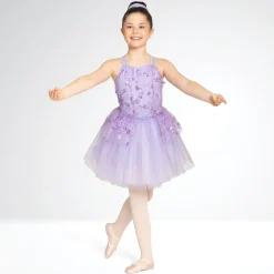 1st Position Floral Textured Biketard with Separate Ballet Skirt