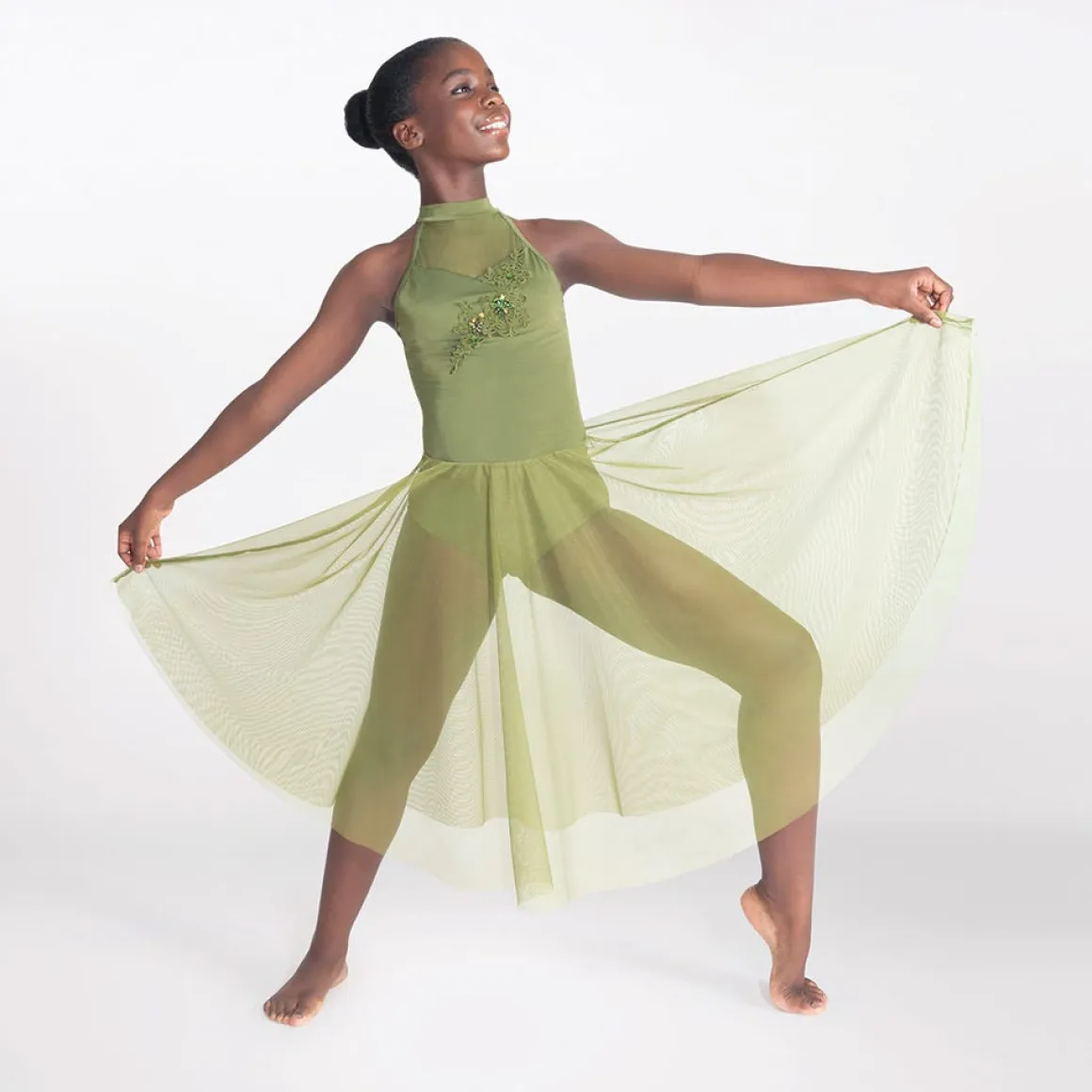 1st Position Halterneck Appliqued Lyrical Dress