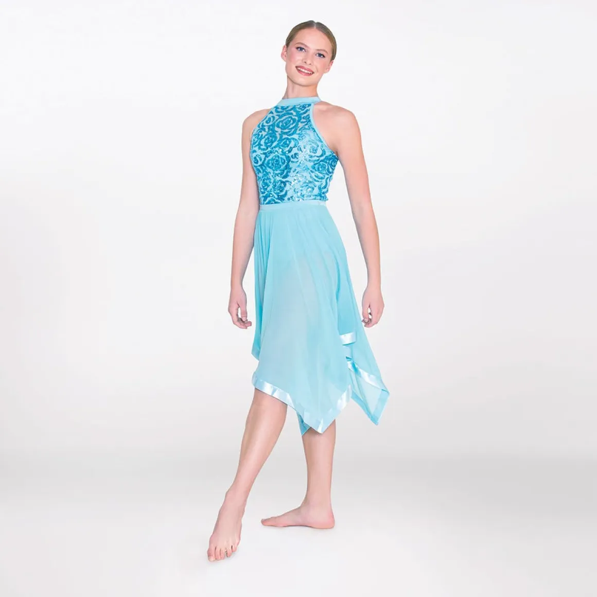1st Position Halterneck Sequin Lyrical Dress with Handkerchief Skirt