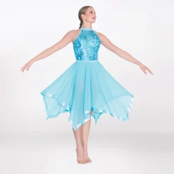 1st Position Halterneck Sequin Lyrical Dress with Handkerchief Skirt
