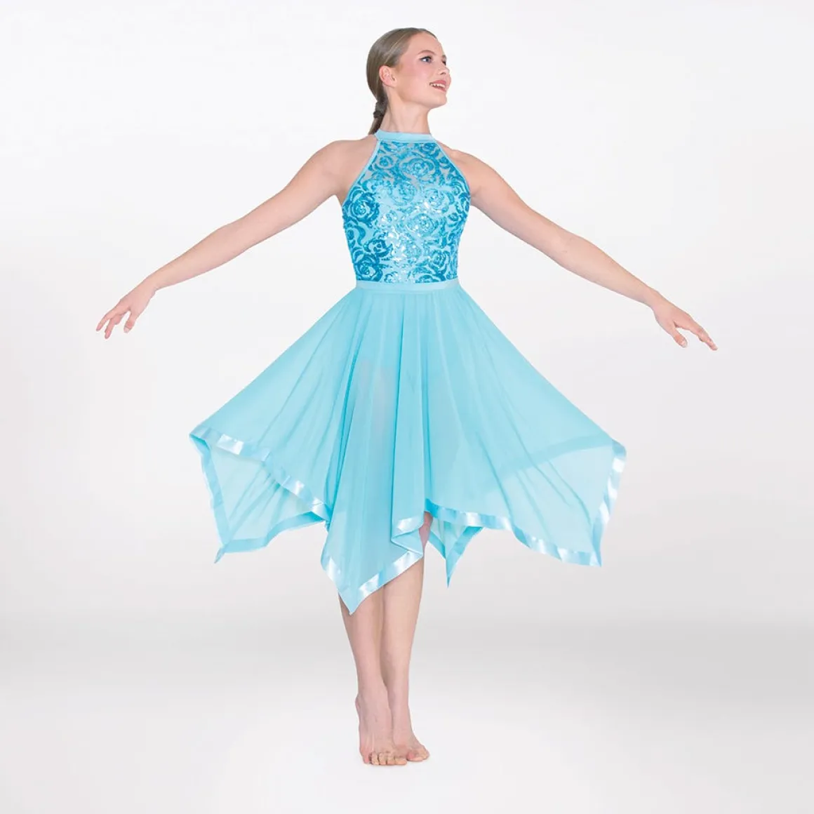 1st Position Halterneck Sequin Lyrical Dress with Handkerchief Skirt