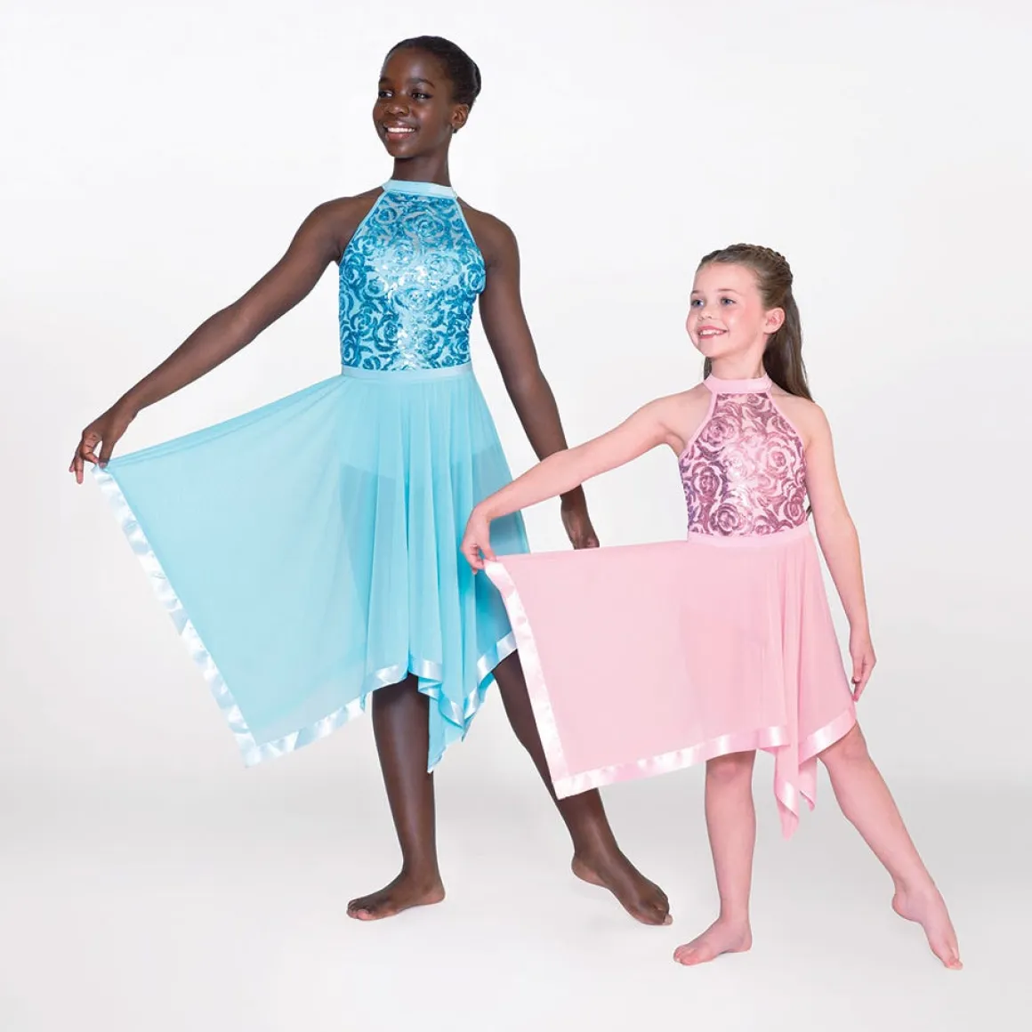 1st Position Halterneck Sequin Lyrical Dress with Handkerchief Skirt