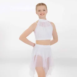 1st Position Hanky Hem Skirt with Separate Halter Top White