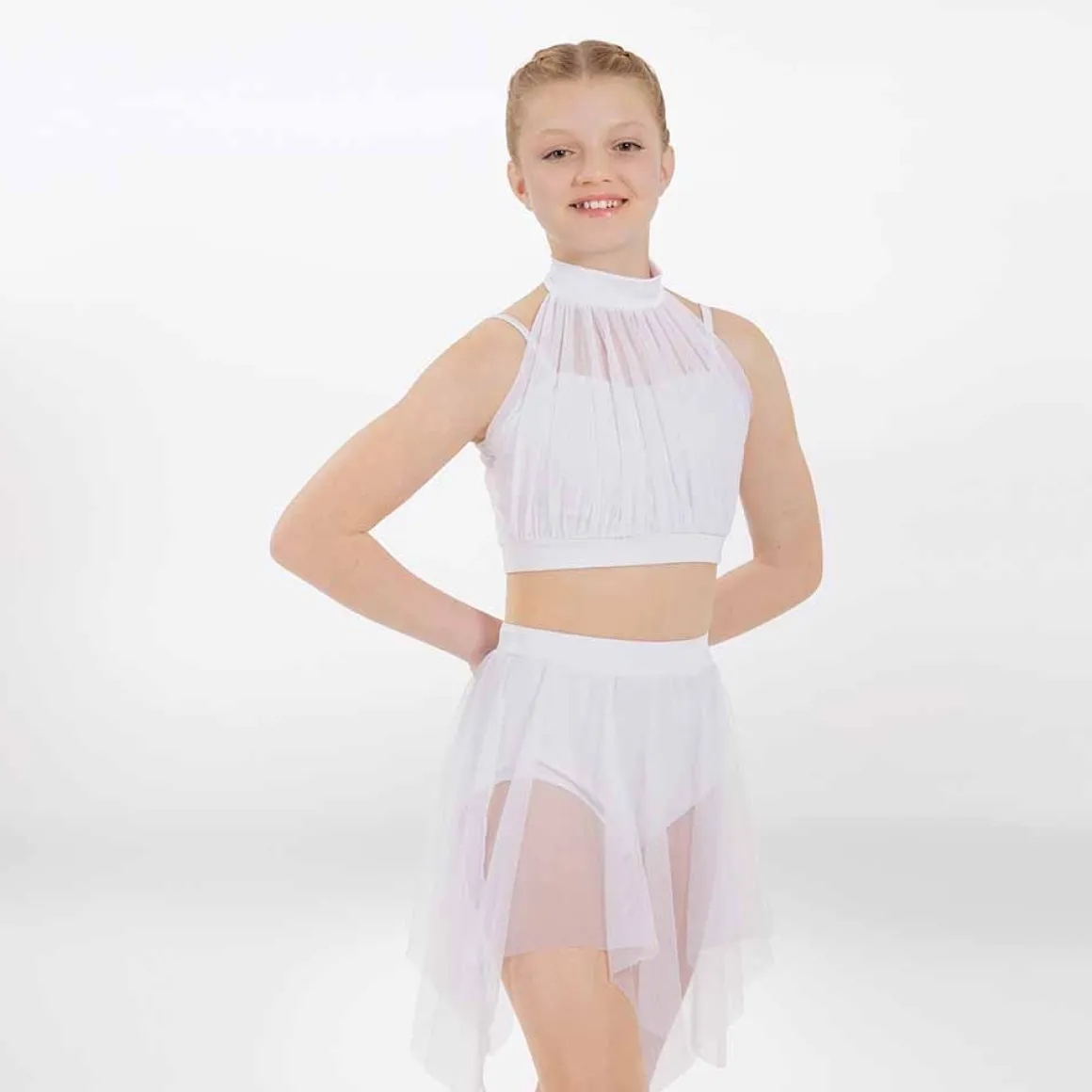1st Position Hanky Hem Skirt with Separate Halter Top White
