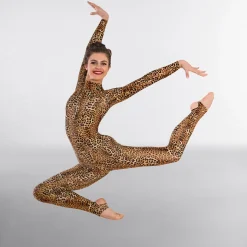 1st Position Keyhole Back Animal Print Catsuit