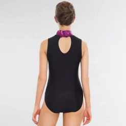 1st Position Lynn Two Tone Hologram High Neck Keyhole Leotard