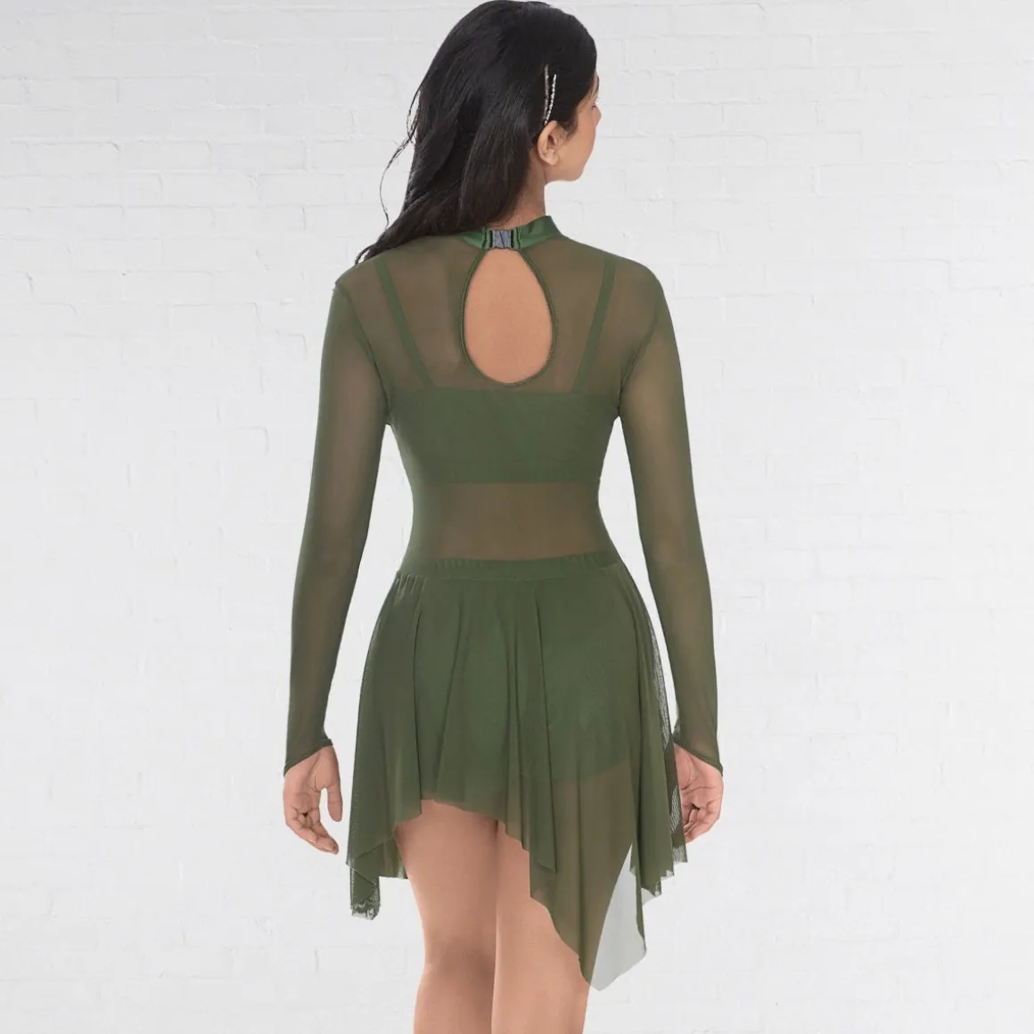 1st Position Mesh Overlay Contemporary Dress with Separate Hot Pants and Crop Top
