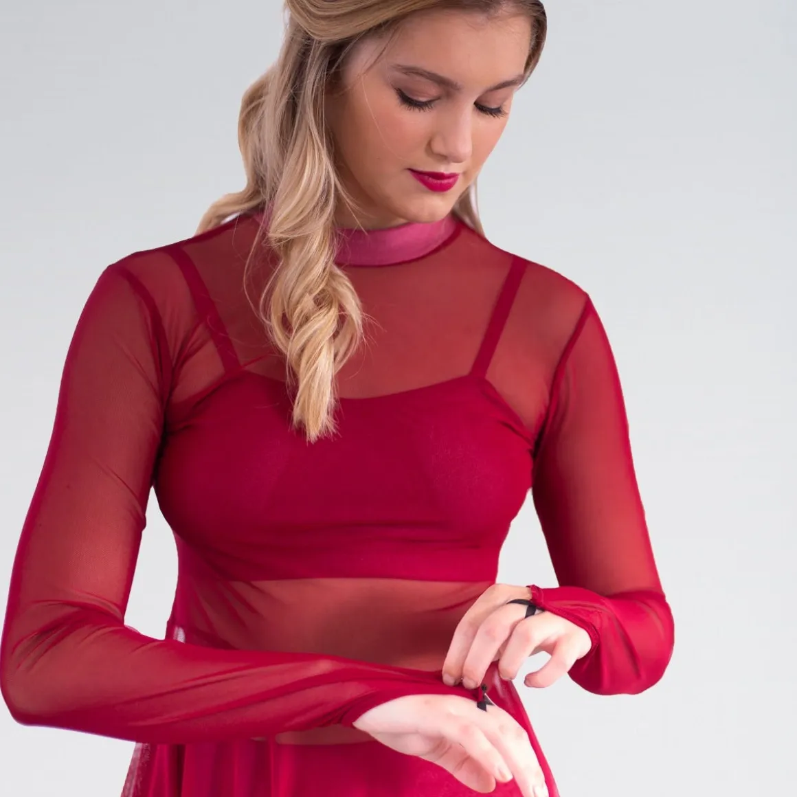 1st Position Mesh Overlay Contemporary Dress with Separate Hot Pants and Crop Top