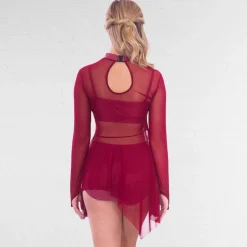 1st Position Mesh Overlay Contemporary Dress with Separate Hot Pants and Crop Top