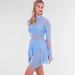 1st Position Mesh Overlay Contemporary Dress with Separate Hot Pants and Crop Top