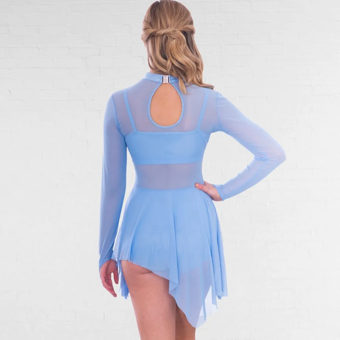 1st Position Mesh Overlay Contemporary Dress with Separate Hot Pants and Crop Top