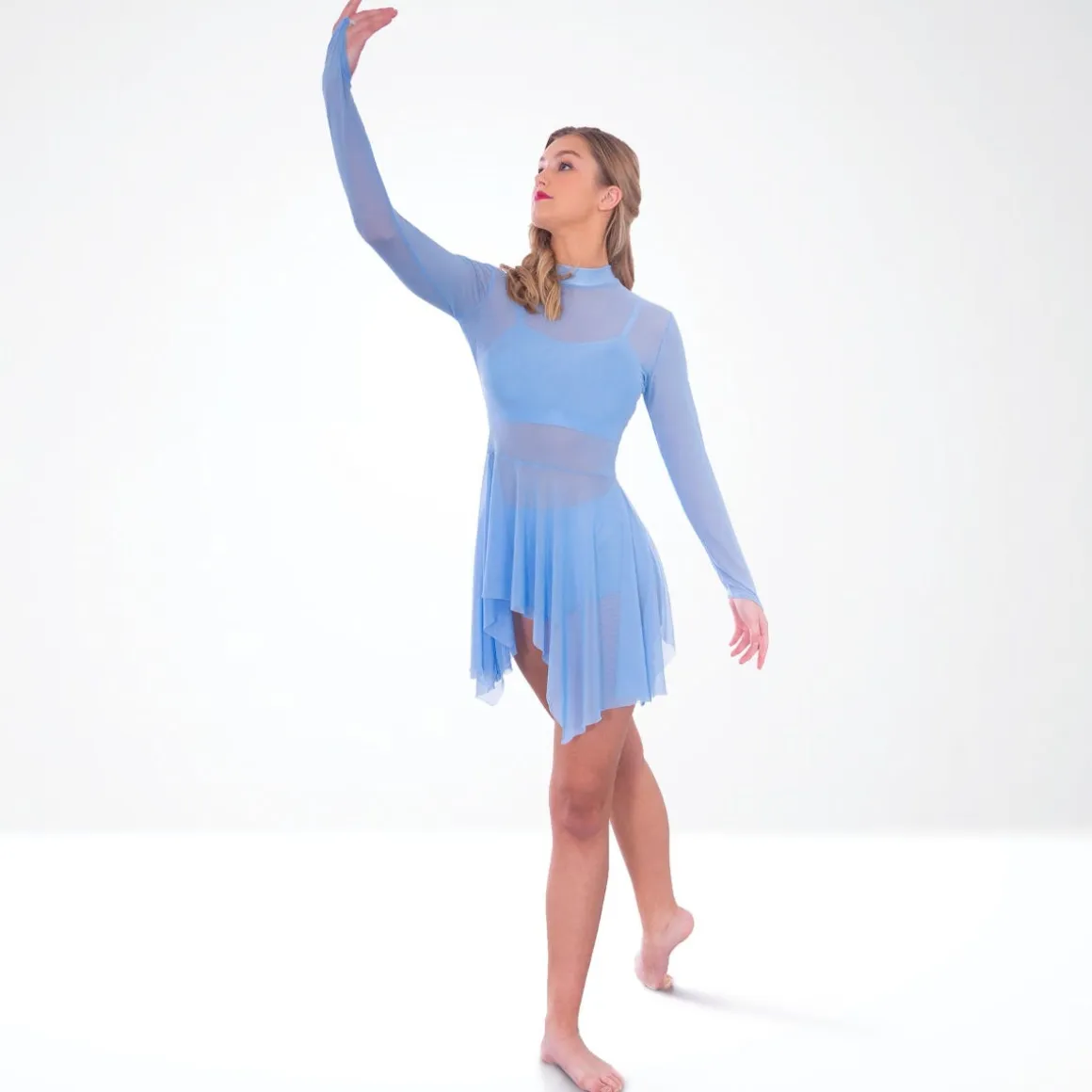 1st Position Mesh Overlay Contemporary Dress with Separate Hot Pants and Crop Top