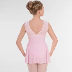 1st Position Mesh Panel Sweetheart Neck Skirted Leotard