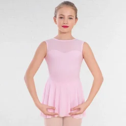 1st Position Mesh Panel Sweetheart Neck Skirted Leotard
