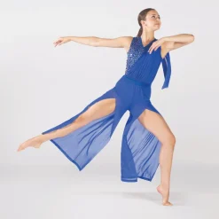 1st Position Mesh Sash Leotard with Separate Matching Front Split Trousers