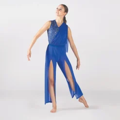 1st Position Mesh Sash Leotard with Separate Matching Front Split Trousers