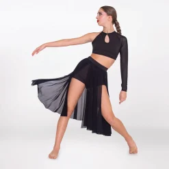 1st Position Mesh Split Skirt with Separate Crop Top