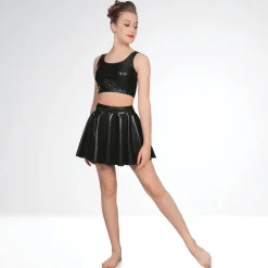 1st Position Metallic Circular Skirt Black