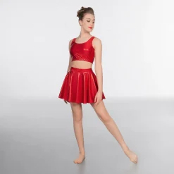 1st Position Metallic Circular Skirt Red