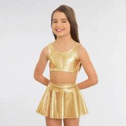 1st Position Metallic Crop Top Gold