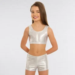 1st Position Metallic Hot Pants Silver