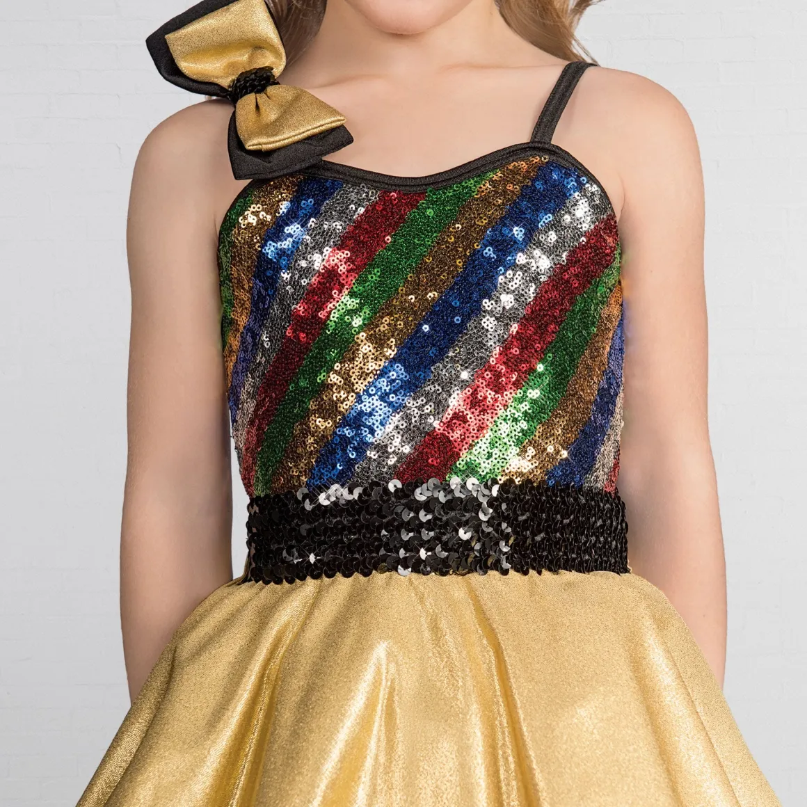 1st Position Multi Stripe Bow Glitz Dress